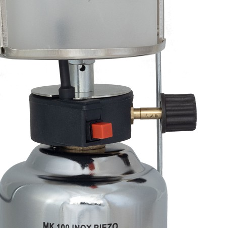 Lampe à gaz 140W + 4 cartouches de gaz 190 gr Lanterne coque inox verre pyrex Allumage piezo camping et maison