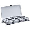 Réchaud gaz 3 feux 4100W - Brûleurs fonte Amovibles Grille et Couvercle - Plaque de Cuisson Gaz Butane ou Propane