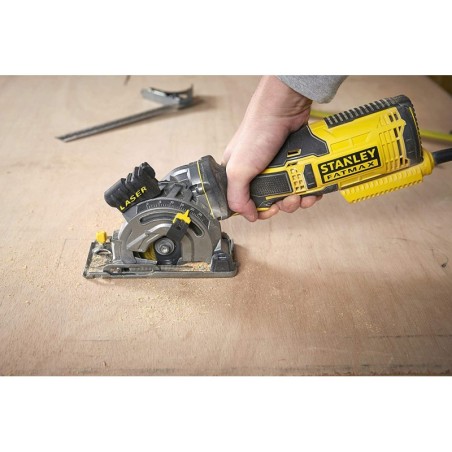 Scie circulaire 650W Lame 89cm Guide laser + 3 lames VALISE  Stanley Fatmax 230V FME380K