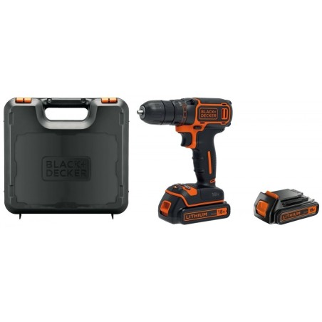 Perceuse Visseuse sans fil 18V + 2 Batteries Lithium 1,5Ah Black + Decker Chargeur Mallette