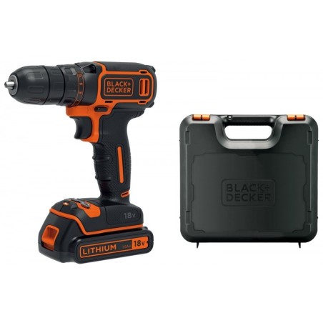 Perceuse Visseuse sans fil 18V Batterie lithium 1,5 Ah Black + Decker Chargeur Mallette