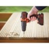 Perceuse à percussion sans fil 18V + Batterie lithium 1,5Ah Black + Decker + Chargeur + Coffret rangement