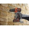 Perceuse à percussion sans fil 18V + Batterie lithium 1,5Ah Black + Decker + Chargeur + Coffret rangement