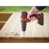 Perceuse à percussion sans fil 18V + Batterie lithium 1,5Ah Black + Decker + Chargeur + Coffret rangement