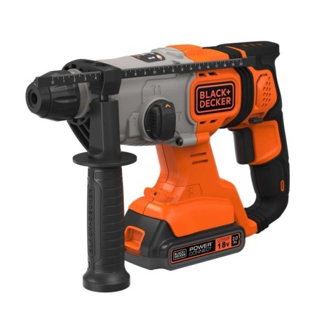 Marteau Perforateur sans fil 18V SDS+ 1,2 Joules Batterie 2Ah BLACK+DECKER BCD900D1S-QW Eclairage LED Sac Souple B+D