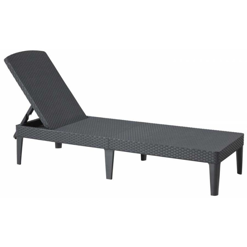 Transat inclinable 4 positions KETER Transat effet rotin anthracite Bain de soleil Haute resistance Jardin Terrasse