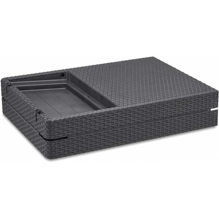 Transat inclinable 4 positions KETER Transat effet rotin anthracite Bain de soleil Haute resistance Jardin Terrasse