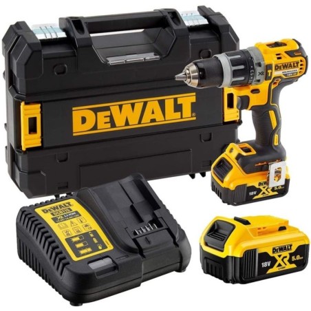 Perceuse à percussion 18V Brushless + 2 Batteries lithium 5.0Ah + Chargeur + Mallette DEWALT DCD796P2