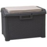 Coffre de jardin 125L Coussin compris Effet rotin L73xP50xH49 cm Résine Résiste au gel, intempéries et UV