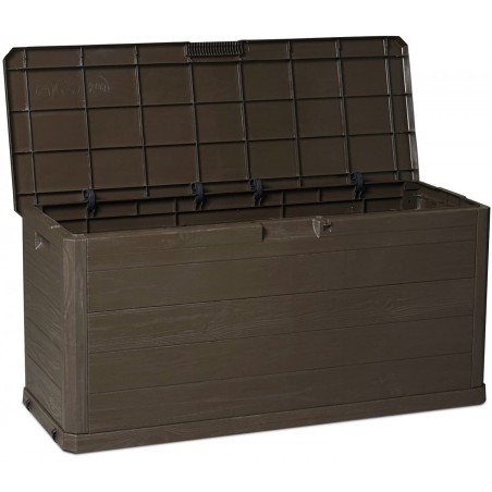 Coffre de jardin 280L WOODY Résine Effet bois L117xP45xH56 cm