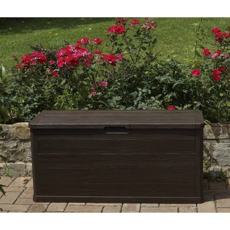 Coffre de jardin 280L WOODY Résine Effet bois L117xP45xH56 cm