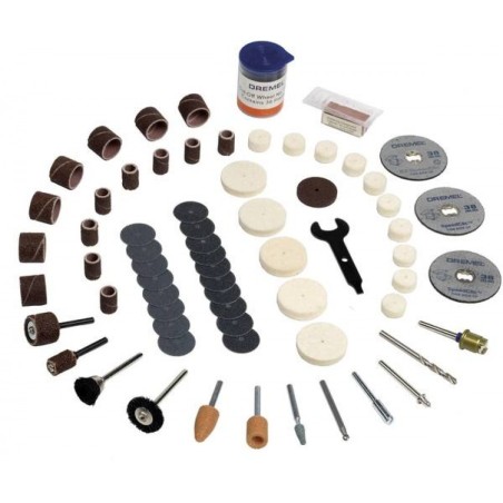 Coffret de 100 Accessoires Dremel SC723 pour Outil Multifonction Découper, Poncer, Graver, Meuler, Nettoyer, Sculpter et Polir