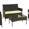 Salon de jardin 2 fauteuils + Canapé + Table basse en resine effet rotin KZ GARDEN