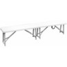 Banc de jardin 183x28xH42cm Blanc pliant Polypropylène Haute Résistance Camping Réceptions festivals évènements KZ GARDEN