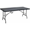 Table rectangulaire Noire 180x75xH72cm pliante Résine effet rotin Camping Réceptions festivals évènements KZ GARDEN