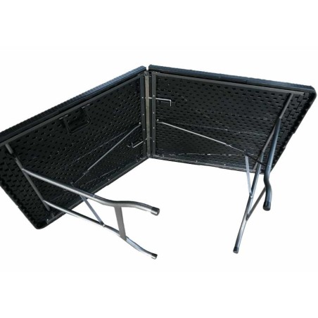 Table rectangulaire Noire 180x75xH72cm pliante Résine effet rotin Camping Réceptions festivals évènements KZ GARDEN