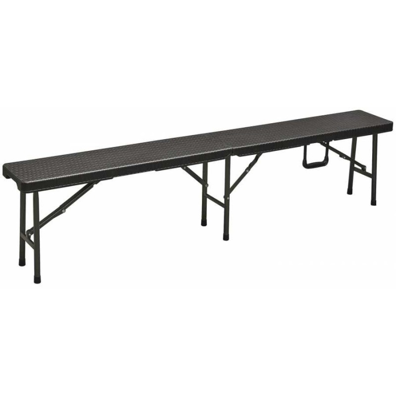 Banc de jardin noir 180x25xH43 pliable Haute résistance Camping Réceptions festivals évènements KZ GARDEN