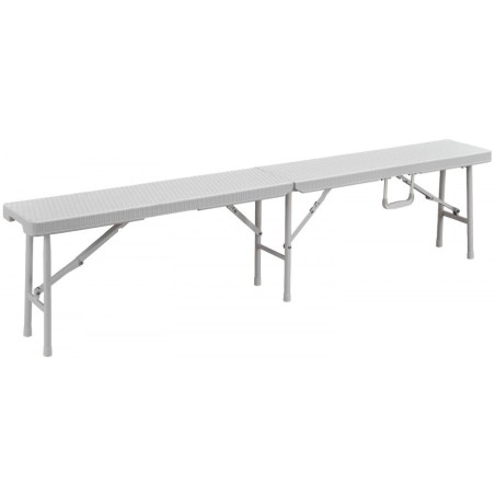 Banc de jardin blanc 180x25xH43 pliable Haute résistance Camping Réceptions festivals évènements KZ GARDEN