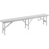 Banc de jardin blanc 180x25xH43 pliable Haute résistance Camping Réceptions festivals évènements KZ GARDEN