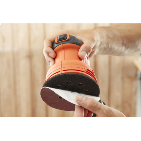 Ponceuse excentrique filaire Ø125 mm 230W BLACK+DECKER BEW210-QS + 1 abrasif Sac à poussières