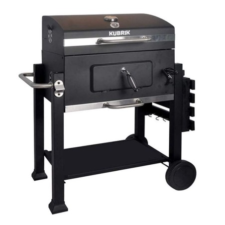 Barbecue charbon de bois KUBRIK BBQ à Couvercle Thermostat Tiroir de cendres 2 roues et 2 pieds
