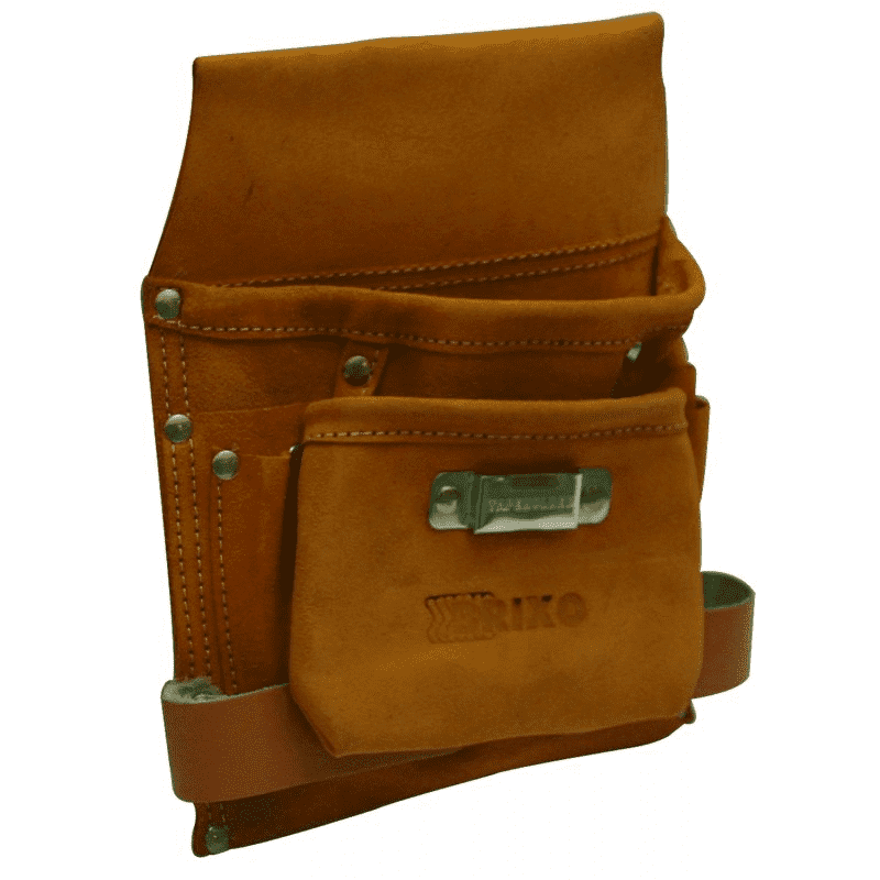 Sacoche de charpentier en cuir 35 x 24 cm 2 compartiments avec porte-marteau