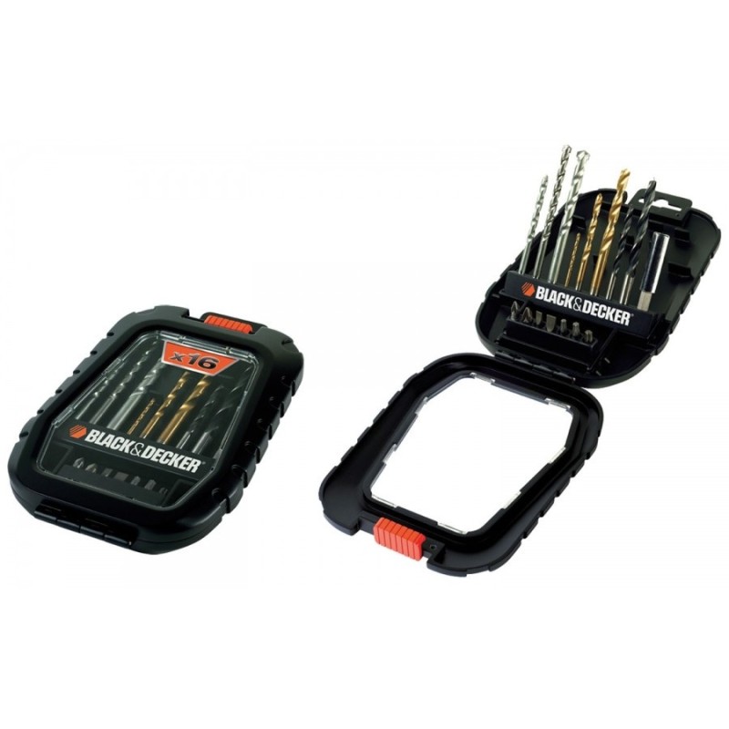 Coffret 16 pièces Forets Titane et embouts de vissage Black + Decker A7186