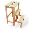 Escabeau Tabouret Marchepied 3 marches pliantes Bois massif 2en1