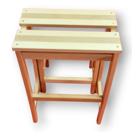 Escabeau Tabouret Marchepied 3 marches pliantes Bois massif 2en1