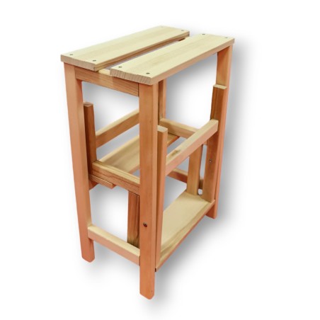 Escabeau Tabouret Marchepied 3 marches pliantes Bois massif 2en1