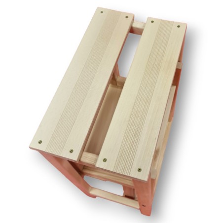 Escabeau Tabouret Marchepied 3 marches pliantes Bois massif 2en1