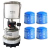 Lampe à gaz 140W + 4 cartouches de gaz 190 gr Lanterne coque inox verre pyrex Allumage piezo camping et maison