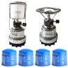 Lampe à gaz 140W + Réchaud gaz 1000W + 4 Cartouches gaz 190gr Perçables CAMPER GAZ