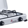 Plaque de cuisson gaz portable 2 feux 3200W Réchaud à gaz butane ou propane Blanc laqué Couvercle