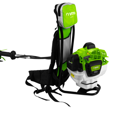 Débroussailleuse Thermique 47cm³ Coupe Ø25cm + Lame et fil nylon Réservoir 1L Autonomie 1h30 Port Sac à dos VITO Professionnel