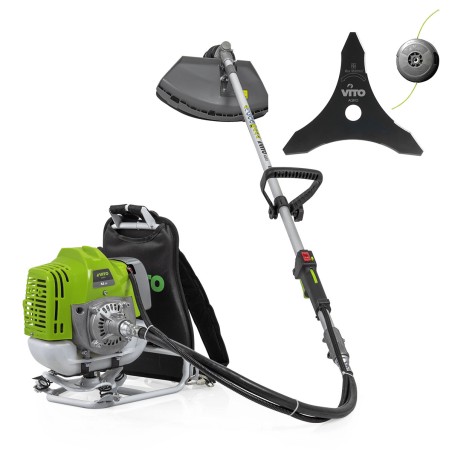 Débroussailleuse Thermique essence 52cm³ Coupe 25cm avec Lame et fil nylon Grande Autonomie 1h30 VITO