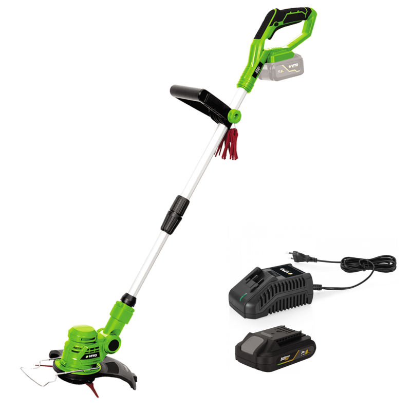 Coupe Bordure sans fil 20V + Batterie lithium 2AH + Chargeur + Jeu de 20 lames coupantes VITO EGO LI