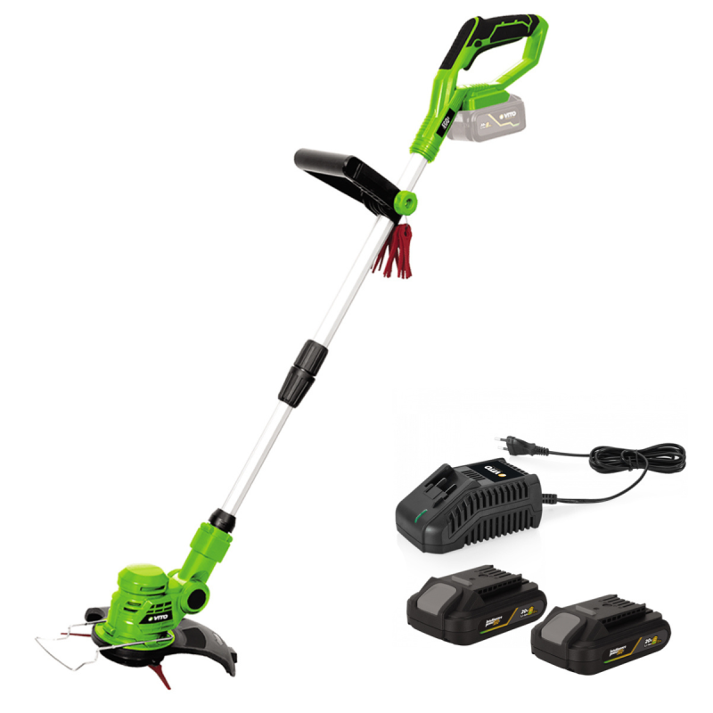 Coupe Bordure sans fil 20V + 2 Batteries 2AH + Chargeur + Jeu de 20 lames coupantes VITO