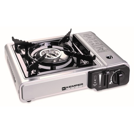 Réchaud à gaz 2200W Allumage piezo Double système de sécurité Mallette KEMPER