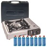 Réchaud à gaz 2200W + 8 cartouches de gaz Détendeur de pression Double système de sécurité. Puissance réglable KEMPER