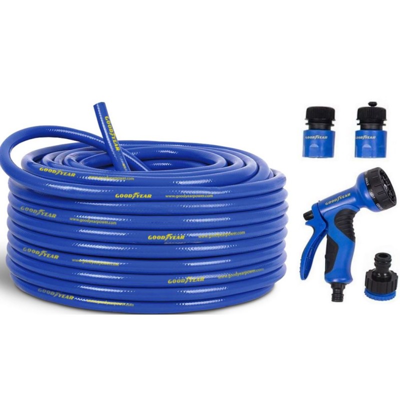 Kit arrosage Tuyau 25mètres Ø 13 mm Anti torsion + Pistolet Multi-jets 9 fonctions GOODYEAR