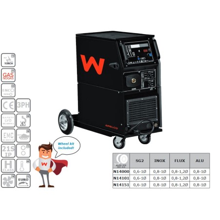 Poste à souder Mig Mag Flux 240A Acier Inox Fonte Aluminium Gaz No gaz Professionnel AWELCO