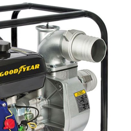 Pompe à eau Motopompe thermique 54m3/h Moteur Essence 4T OHV 6.5CV 196Cm3 Raccords 75mm Inondations Caves Piscines GOODYEAR