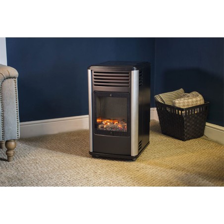 Chauffage à gaz 3.4 KW mobile Effet feu + Tuyau gaz + Détendeur butane Manhattan SAHARA