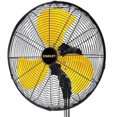 Ventilateur d'atelier 120W sur pied réglable 3 vitesses Oscillant acier Grille de sécurité STANLEY