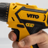 Perceuse sans fil 14,4 V 2 batteries lithium 2 Ah Chargeur rapide 1h LED et indicateur de charge VITO