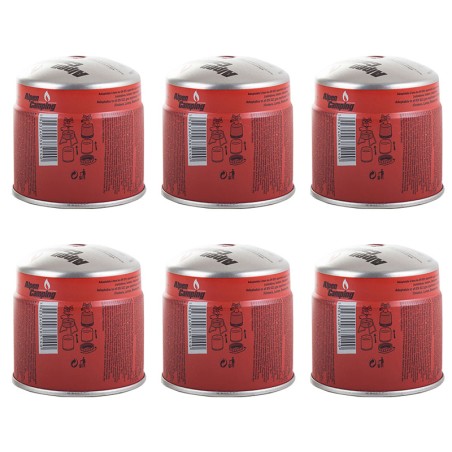 Pack de 6 Cartouches de gaz 190g Perçable Butane Propane Avec Sécurité stop-gaz ALPENTECH