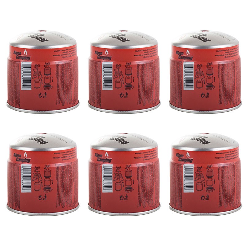 ALPEN - Pack 6 cartouches gaz 190g Butane Propane perçable sécurité stop-gaz