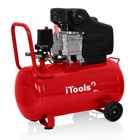 Compresseur d'air à huile 50L 8 bar 115 PSI 2CV 1.5KW Débit d'air : 206 L/min ITOOLS