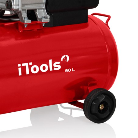 Compresseur d'air à huile 50L 8 bar 115 PSI 2CV 1.5KW Débit d'air : 206 L/min ITOOLS